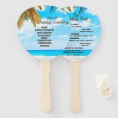 ビーチ、ヤシの木の海宛先の結婚式 ハンドファン (正面&裏面)