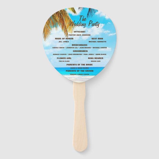 ビーチ、ヤシの木の海宛先の結婚式 ハンドファン (裏面)