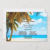 ビーチ、ヤシの木の海宛先リハーサル 招待状 (正面)