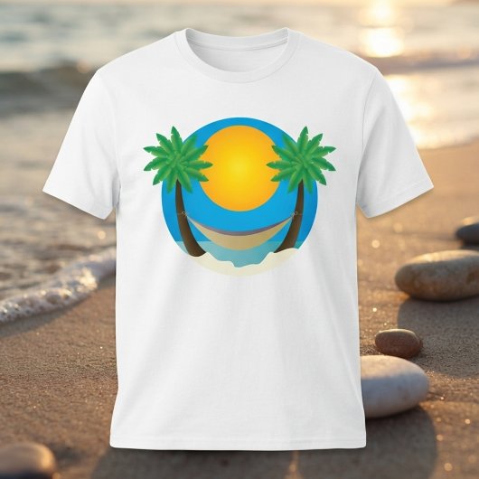 ビーチ ヤシの木 ハンモック Tシャツ