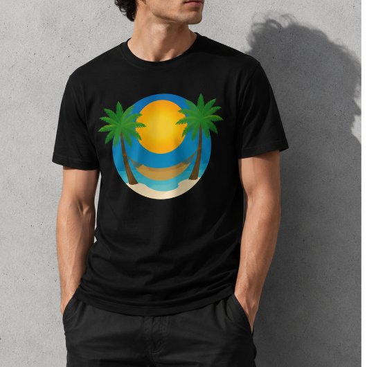 ビーチ ヤシの木 ハンモック Tシャツ