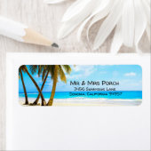 ビーチ、ヤシの木、海差出人住所 ラベル (インサイチュ)