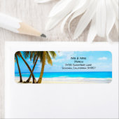 ビーチ、ヤシの木、海差出人住所 ラベル (インサイチュ)