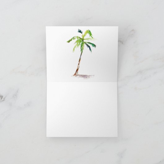 ビーチ、ヤシの木、海結婚ズ サンキューカード (内部)