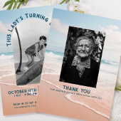 ビーチ ヴィンテージ フォト 80歳の誕生日 オープン ハウス 招待状