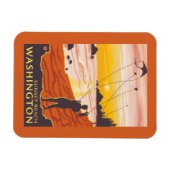 ビーチ&凧 – サンセットビーチ,ワシントン マグネット (横)