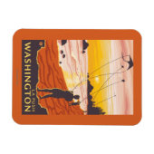 ビーチ&凧 – ラプッシュ,ワシントン マグネット (横)