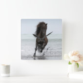 ビーチ|北大西洋の種馬のランニング スクエア壁時計 (ホーム)