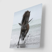 ビーチ|北大西洋の種馬のランニング スクエア壁時計 (傾斜)