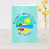 ビーチ、夏、ハッピープレイスパーソナライズされた カード (黄色い花)