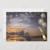 ビーチ、夕日、風船、ワインの廃棄パーティー 招待状 (正面)