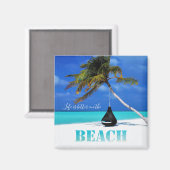 ビーチ、手のひら、人生はビーチの上で良い マグネット (正面/裏面)