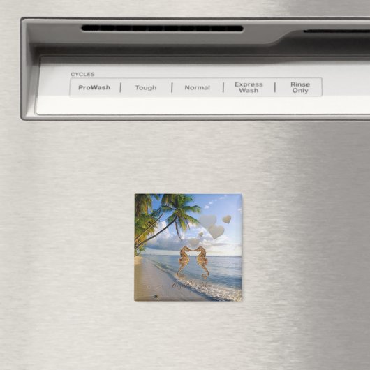 ビーチ,手のひら,恋の馬パーソナライズされた- マグネット (インサイチュ (食洗機))