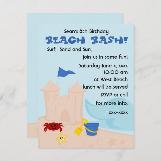 ビーチ 招待状 (正面/裏面)