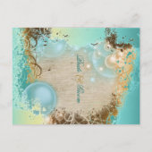 ビーチ「日付の保存」の結婚テーマエレガント 案内ポストカード (裏面)