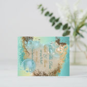 ビーチ「日付の保存」の結婚テーマエレガント 案内ポストカード (スタンド正面)