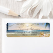 ビーチ、日没、手のひら、季節風 ラベル (インサイチュ)