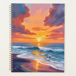 ビーチ 日没 水彩 海の絵 プランナー手帳