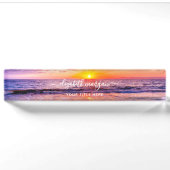 ビーチ 日没 海岸 夏季 海の波 デスクネームプレート (正面)