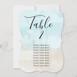 ビーチ 水彩 テーブル番号カード + ゲスト名 招待状