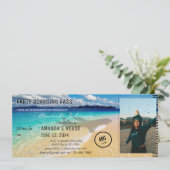 ビーチ-海と写真と飛行機の卒業 招待状 (スタンド正面)