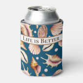 ビーチ/海の貝殻/青 缶クーラー (缶正面)