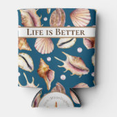 ビーチ/海の貝殻/青 缶クーラー (正面)