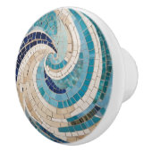 ビーチ&海ウェーブ抽象芸術シーアクアブルーモザイク セラミックノブ (右)