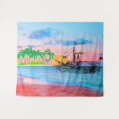 ビーチ&海コースタルアート – ビーチサイド絵画ズ タペストリー (正面(横))