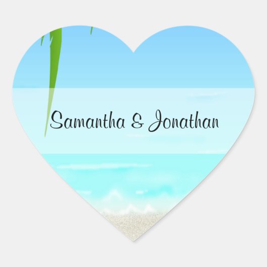 ビーチ/海ハート型シール ハートシール (正面)
