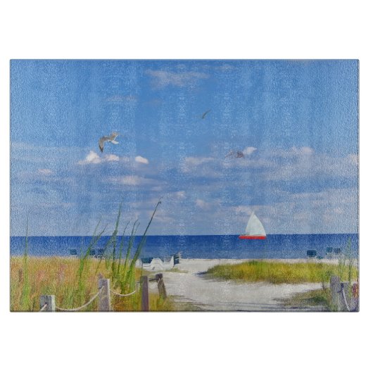 ビーチ、海岸および鳥 カッティングボード (正面)