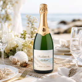 ビーチ 海岸 ロマンチック シーケープ ウェディング スパークリングワインラベル