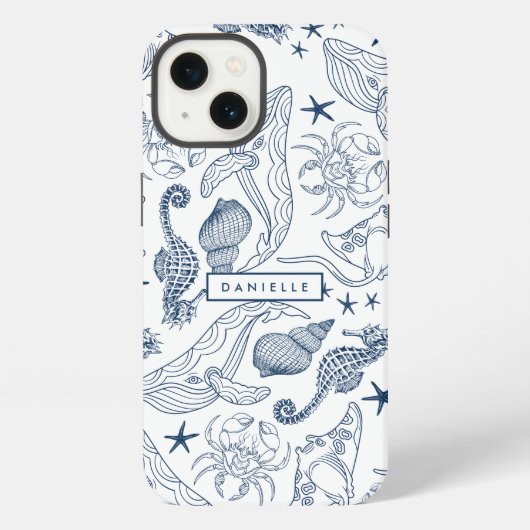 ビーチ 海岸 海の生き物  iPhoneケース (裏面)