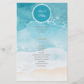 ビーチ、海水彩背景結婚式 プログラム (正面)