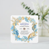 ビーチ | 海辺の貝殻 ブライダルシャワー 招待状 (スタンド正面)