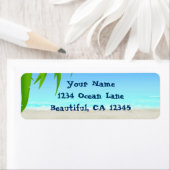 ビーチ、海、およびヤシの木のフロントアドレス ラベル (インサイチュ)