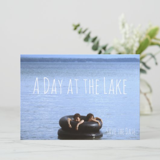 ビーチ、湖の水泳のビーチのパーティーの日 セーブザデート (スタンド正面)