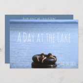 ビーチ、湖の水泳のビーチのパーティーの日 セーブザデート (正面/裏面)