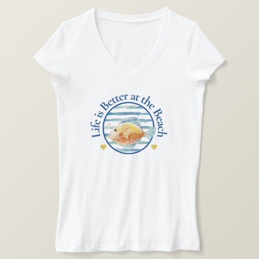 ビーチ、熱帯魚、Tシャツでの生活が向上 トライブレンドＴシャツ (デザイン正面)