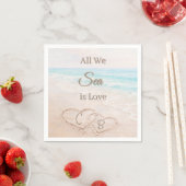 ビーチ 砂丘 ハート 結婚式 スタンダードカクテルナプキン (インサイチュ)