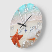 ビーチ，砂，シーシェル ラージ壁時計 (傾斜)