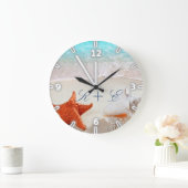 ビーチ，砂，シーシェル ラージ壁時計 (ホーム)