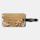 ビーチ、砂、ヒトデ、貝殻パーソナライズされた- ラゲッジタグ (裏面横)