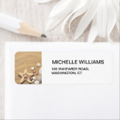 ビーチ、砂、貝殻及びヒトデ結婚ス ラベル (インサイチュ)