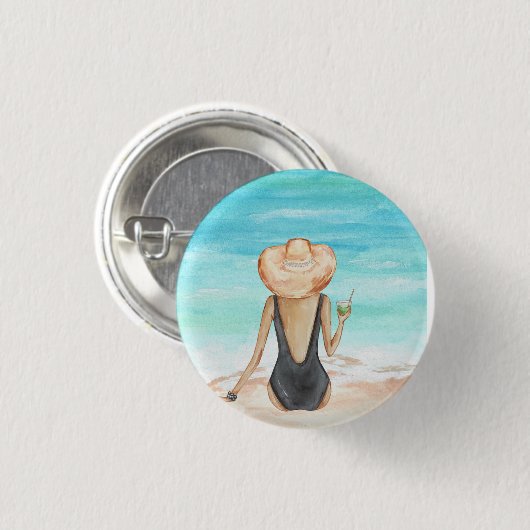 ビーチ 缶バッジ (正面&裏面)