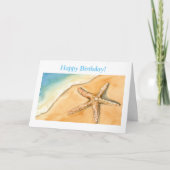 ビーチ 誕生日 海岸 ヒトデ 水彩画 海 カード (正面)