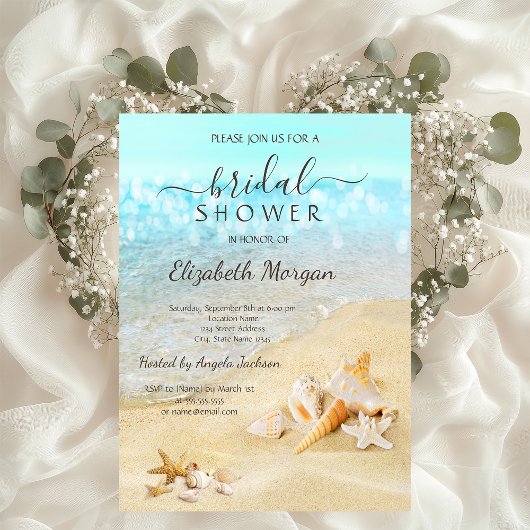 ビーチ 貝殻 砂 結婚披露パーティー 招待状