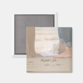 ビーチ、足、波 – パーソナライズされた マグネット (正面/裏面)