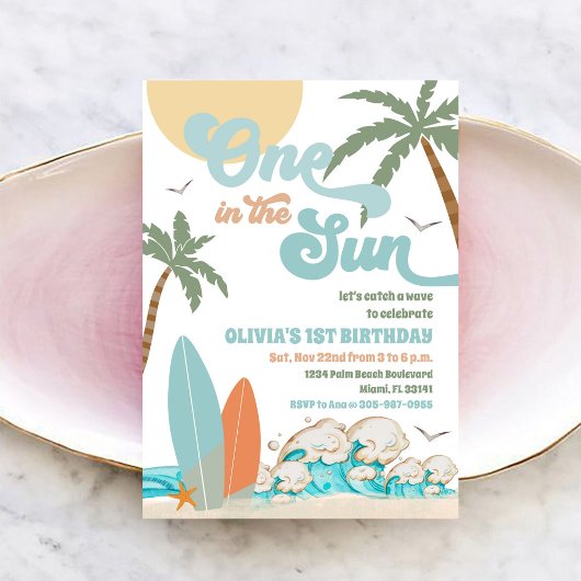 ビーチ 1歳誕生日パーティー招待状 招待状
