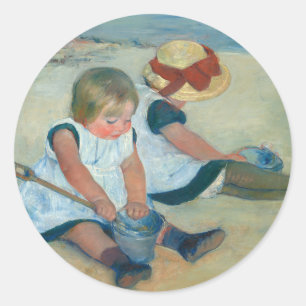 ビーチ   Mary Cassattはがき ラウンドシール